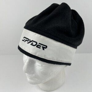 Spyder black/white fleece beanie adjustable band tassel Adult/One size
